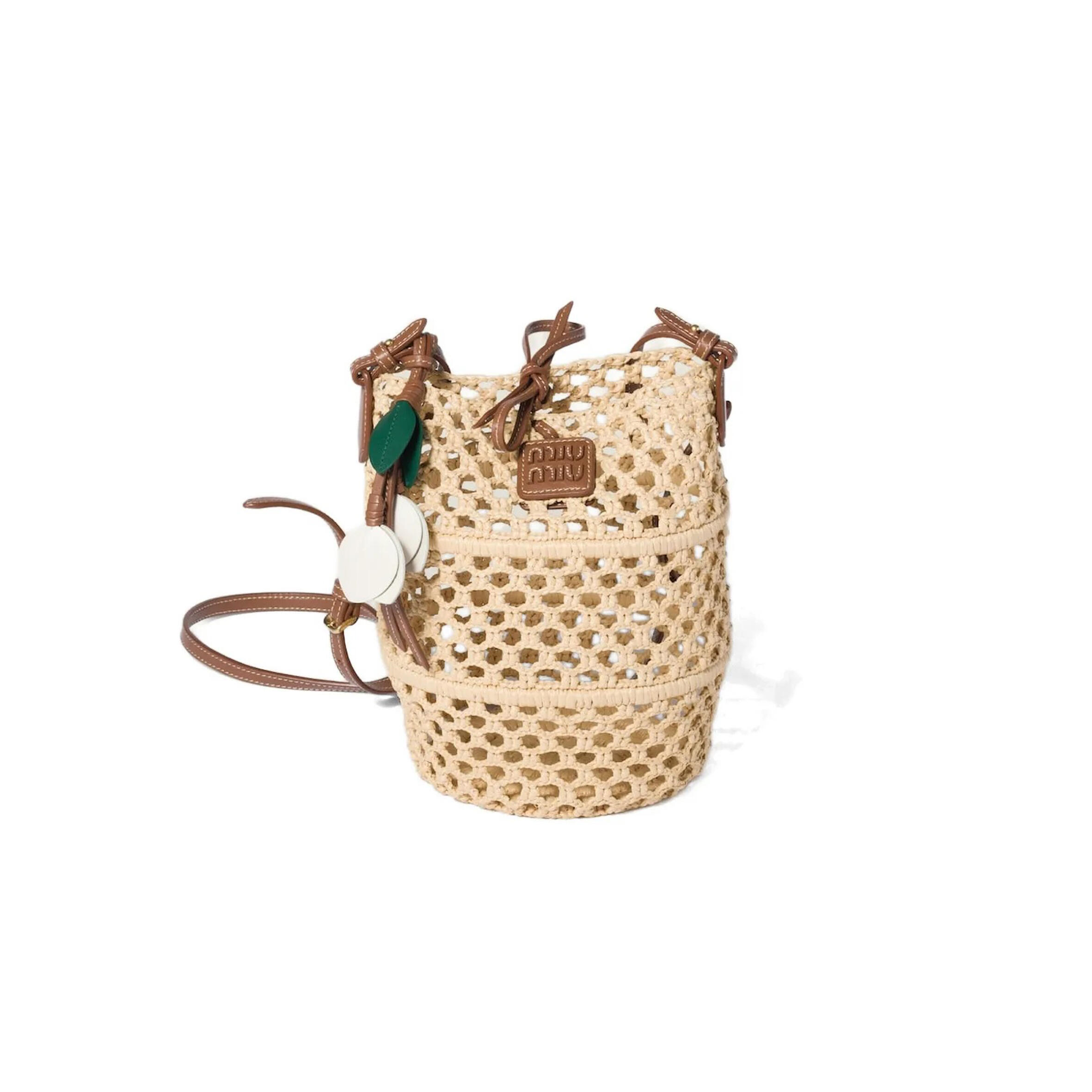 MIU MIU RAFFIA CROCHET POUCH 5BE104 (22.5*14*14cm)